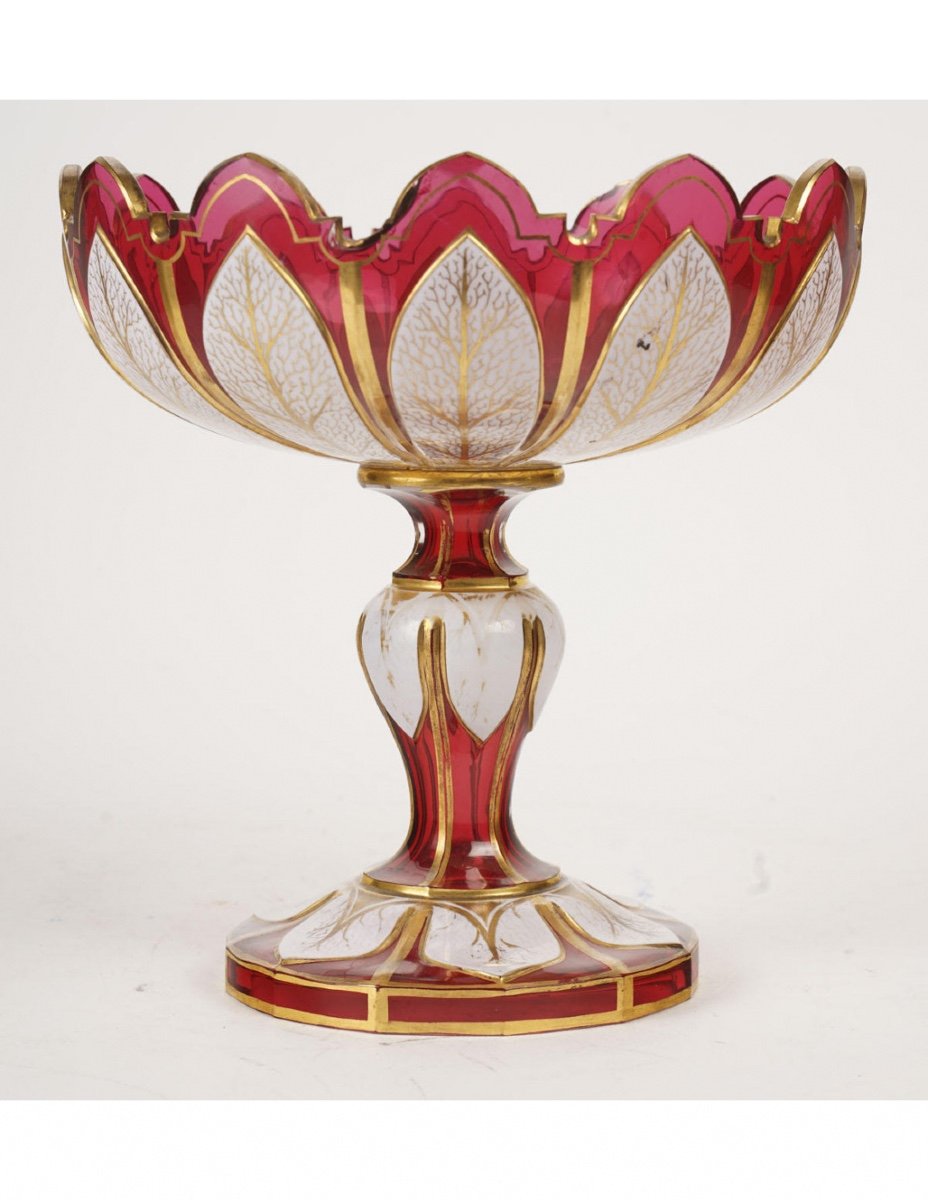 Bohemian Crystal Overlay Cup, 19th Century, Napoleon III Period.-photo-1