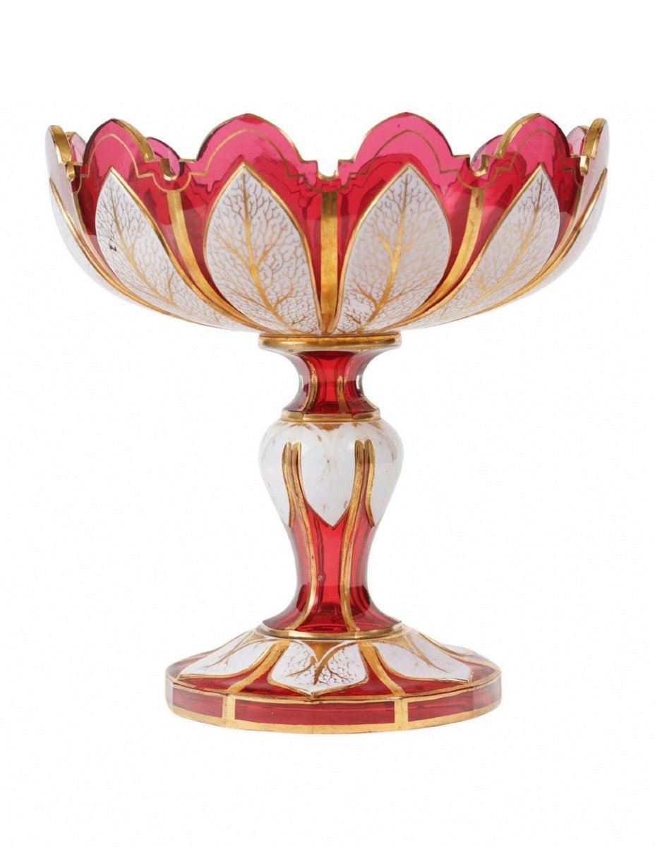 Bohemian Crystal Overlay Cup, 19th Century, Napoleon III Period.