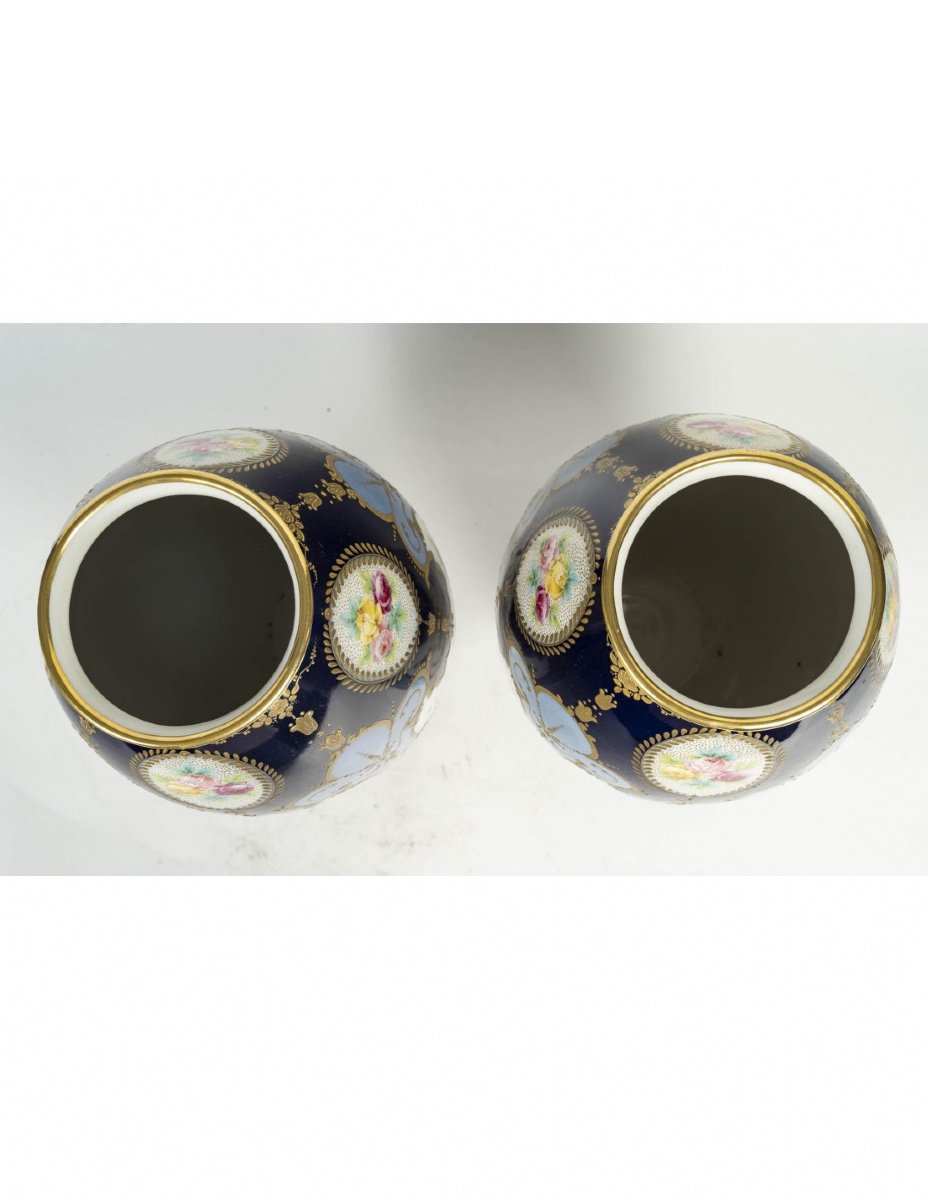 Pair Of Limoges Porcelain Vases, France, 20th Century.-photo-3