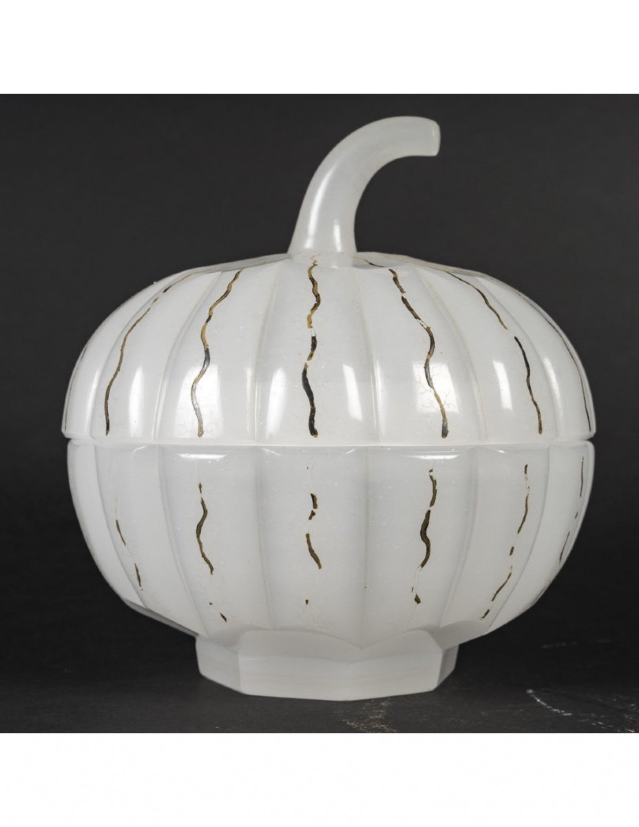 Pumpkin-shaped Candy Box In Opaline, 19th Century, Napoleon III Period.-photo-2