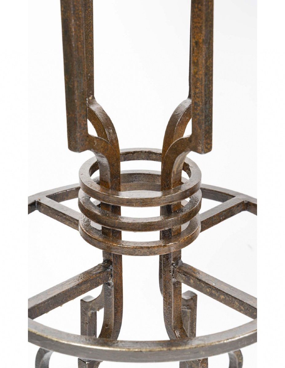 Suite De 7 Tabourets En Fer Forgé Et Tapisserie, XXème Siècle, 1950-1960.-photo-4