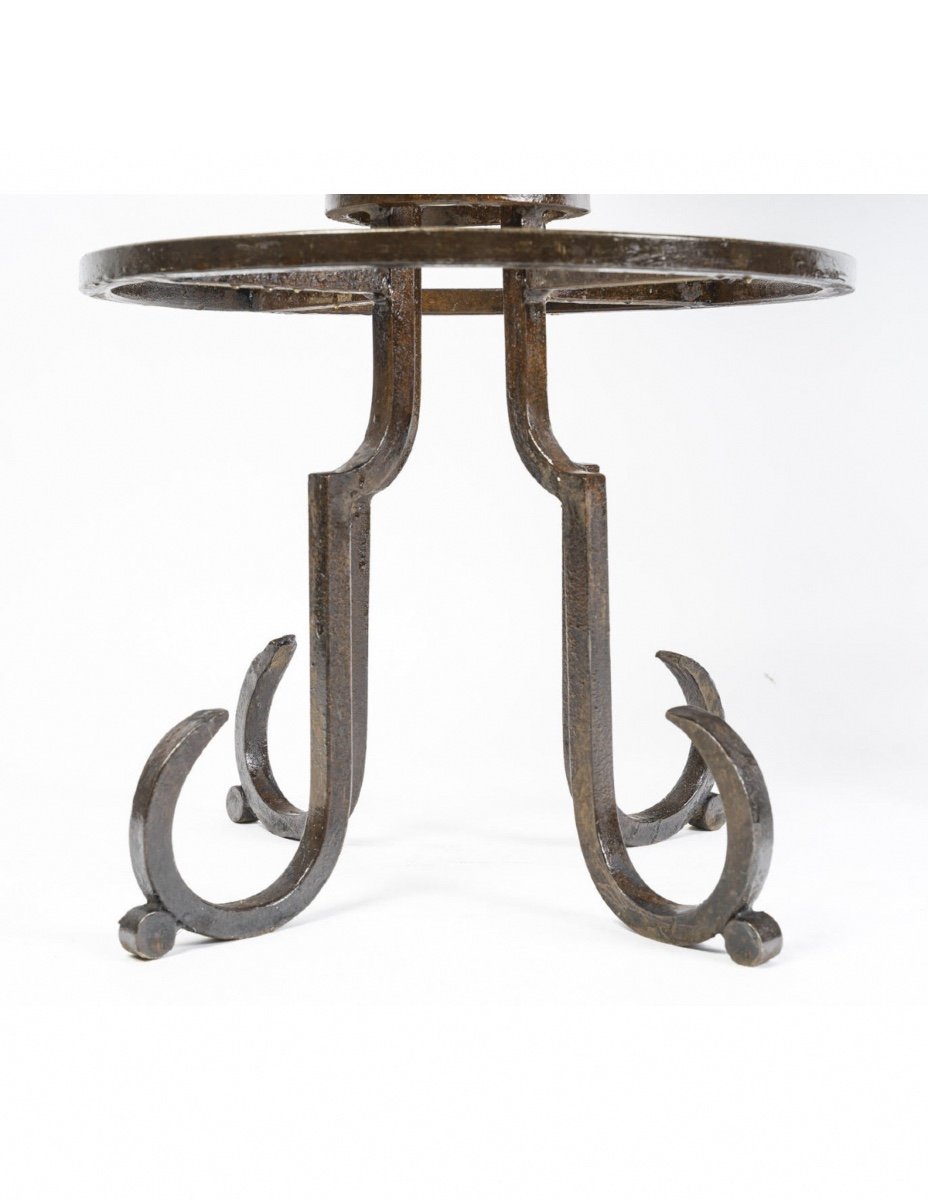 Set Of 7 Wrought Iron And Tapestry Stools, 20th Century, 1950-1960.-photo-2