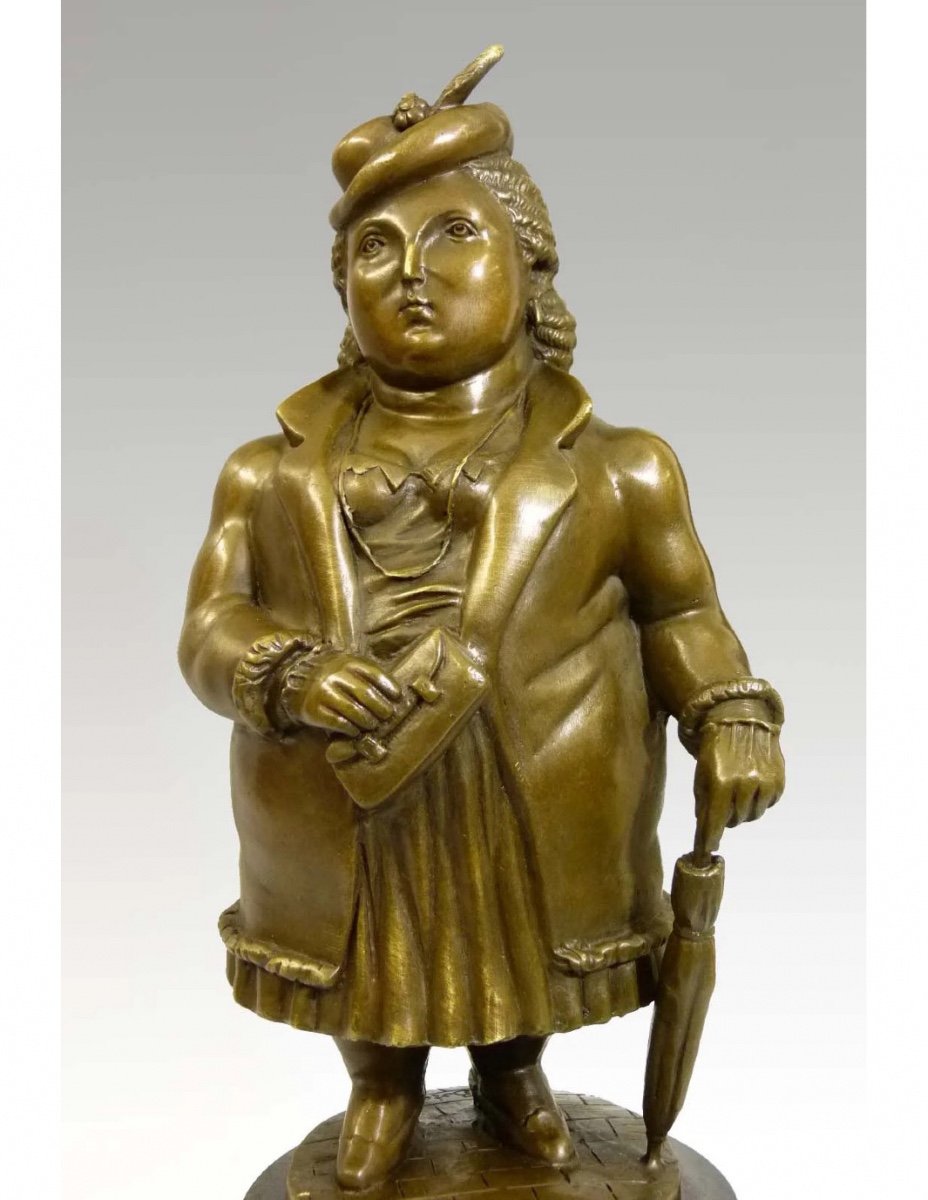 Patinated Bronze Sculpture After Fernando Botero, Contemporary Art, 21st Century.-photo-2