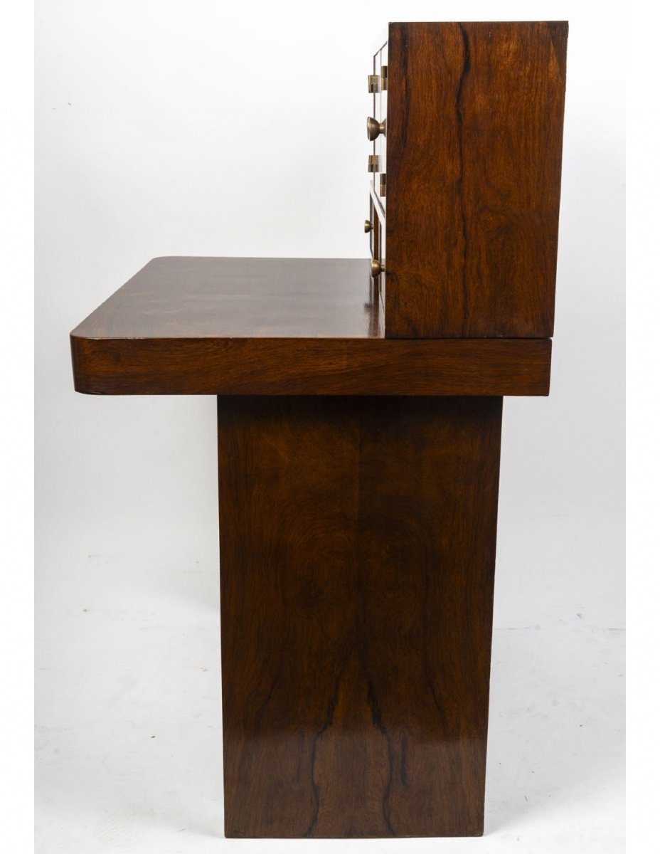 Cubist Style Desk, 1930-1940, In Rosewood Veneer.-photo-4