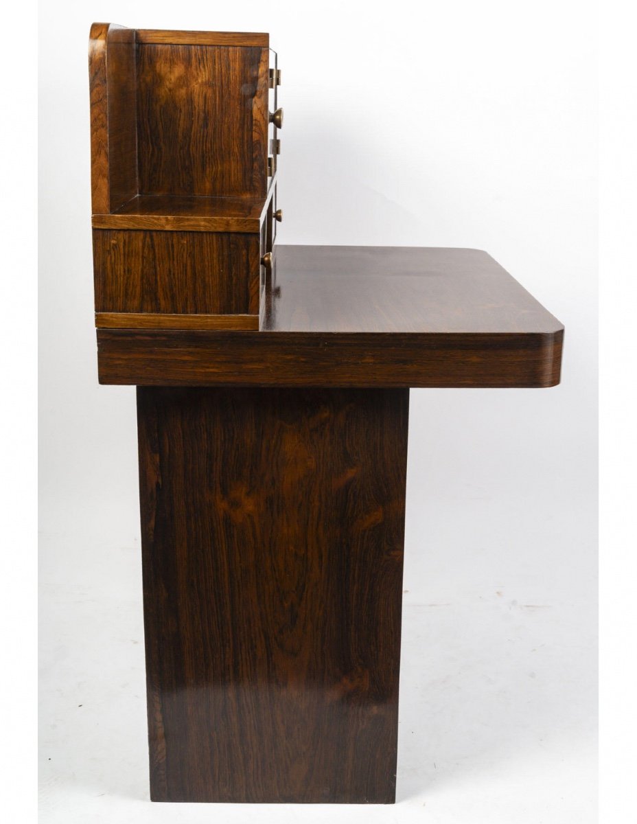 Cubist Style Desk, 1930-1940, In Rosewood Veneer.-photo-1