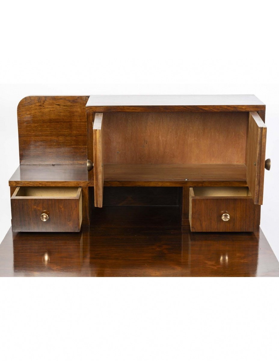 Cubist Style Desk, 1930-1940, In Rosewood Veneer.-photo-3