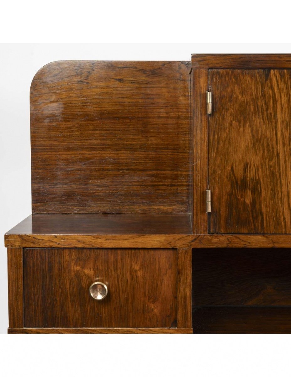 Cubist Style Desk, 1930-1940, In Rosewood Veneer.-photo-4