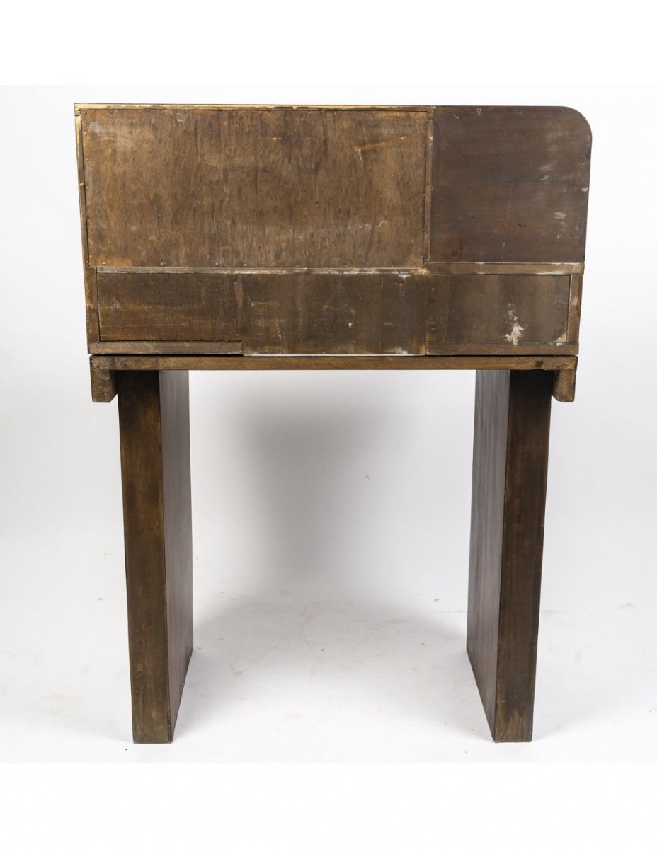 Cubist Style Desk, 1930-1940, In Rosewood Veneer.-photo-7