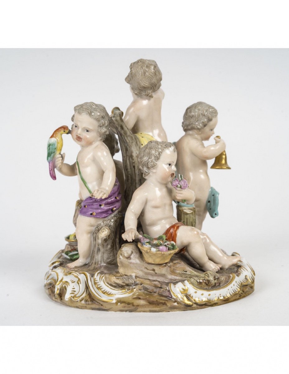 Sculpture, Meissen Porcelain Group, The 5 Senses, 19th Century, Napoleon III Period.-photo-4