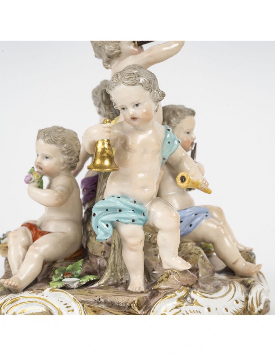 Sculpture, Meissen Porcelain Group, The 5 Senses, 19th Century, Napoleon III Period.-photo-3