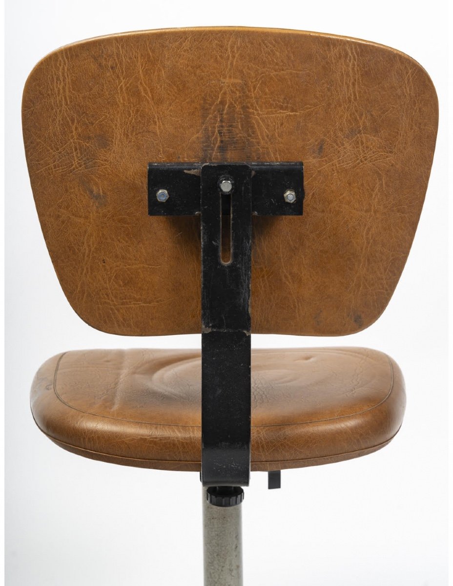 1960s Office Chair, Mid-century Design, Metal And Leatherette.-photo-1