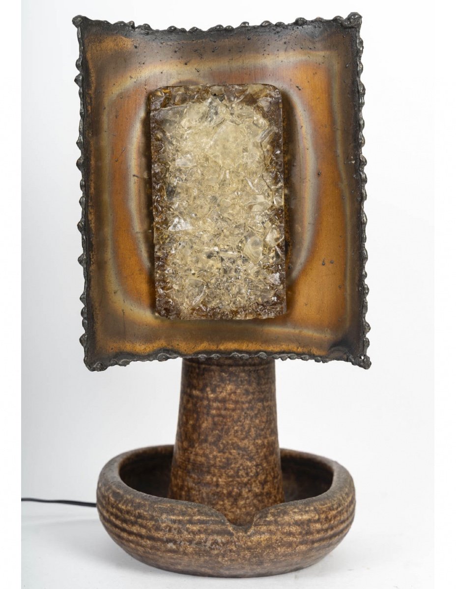 Accolay Ceramic And Metal Table Lamp, 20th Century.-photo-4