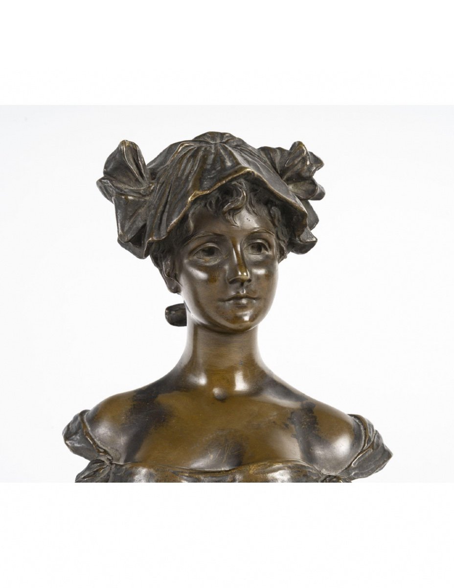 Paire De Sculptures En Bronze Par Van Der Straeten, Art Nouveau, 1900.-photo-2