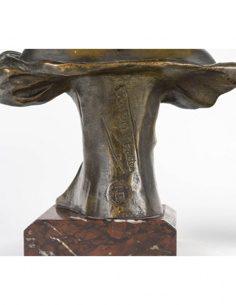 Paire De Sculptures En Bronze Par Van Der Straeten, Art Nouveau, 1900.-photo-4