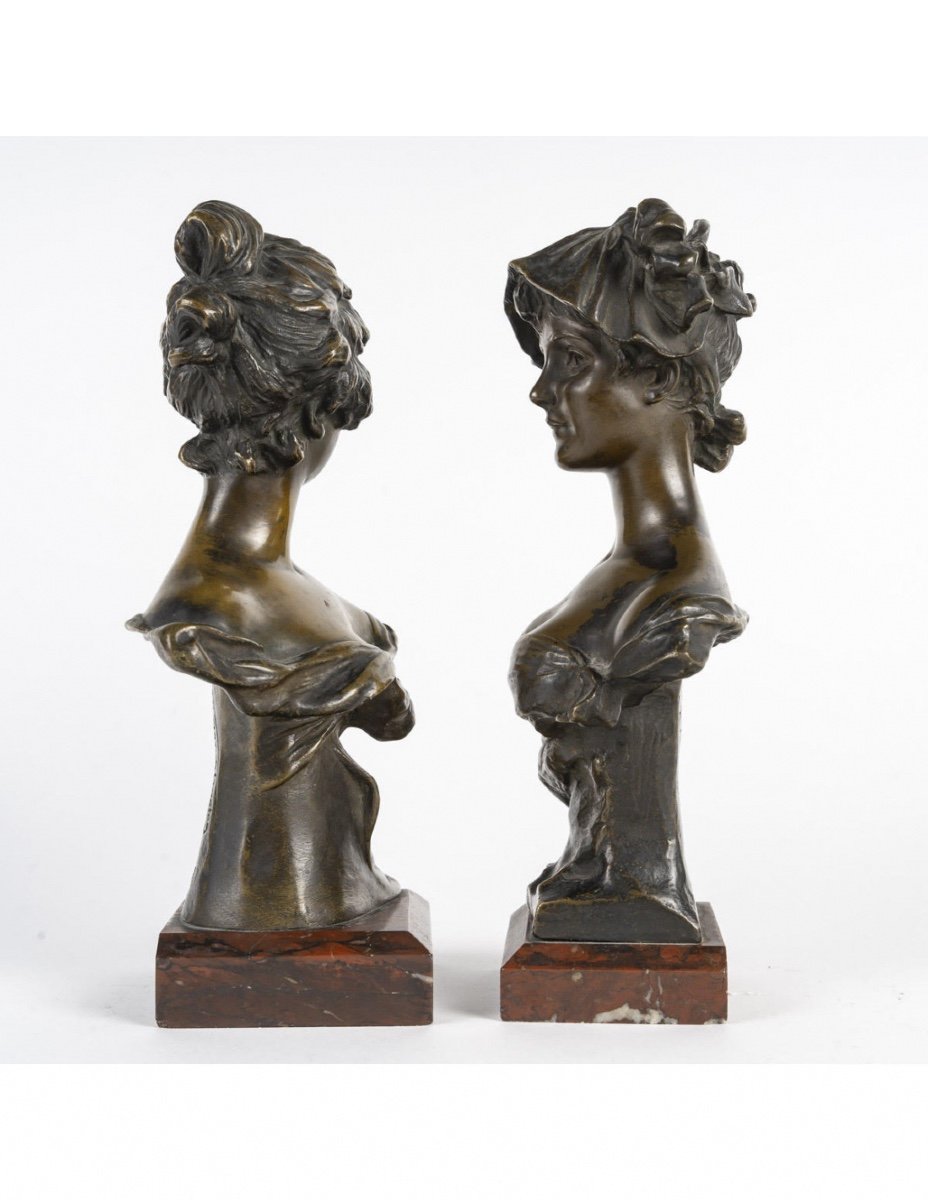 Paire De Sculptures En Bronze Par Van Der Straeten, Art Nouveau, 1900.-photo-6