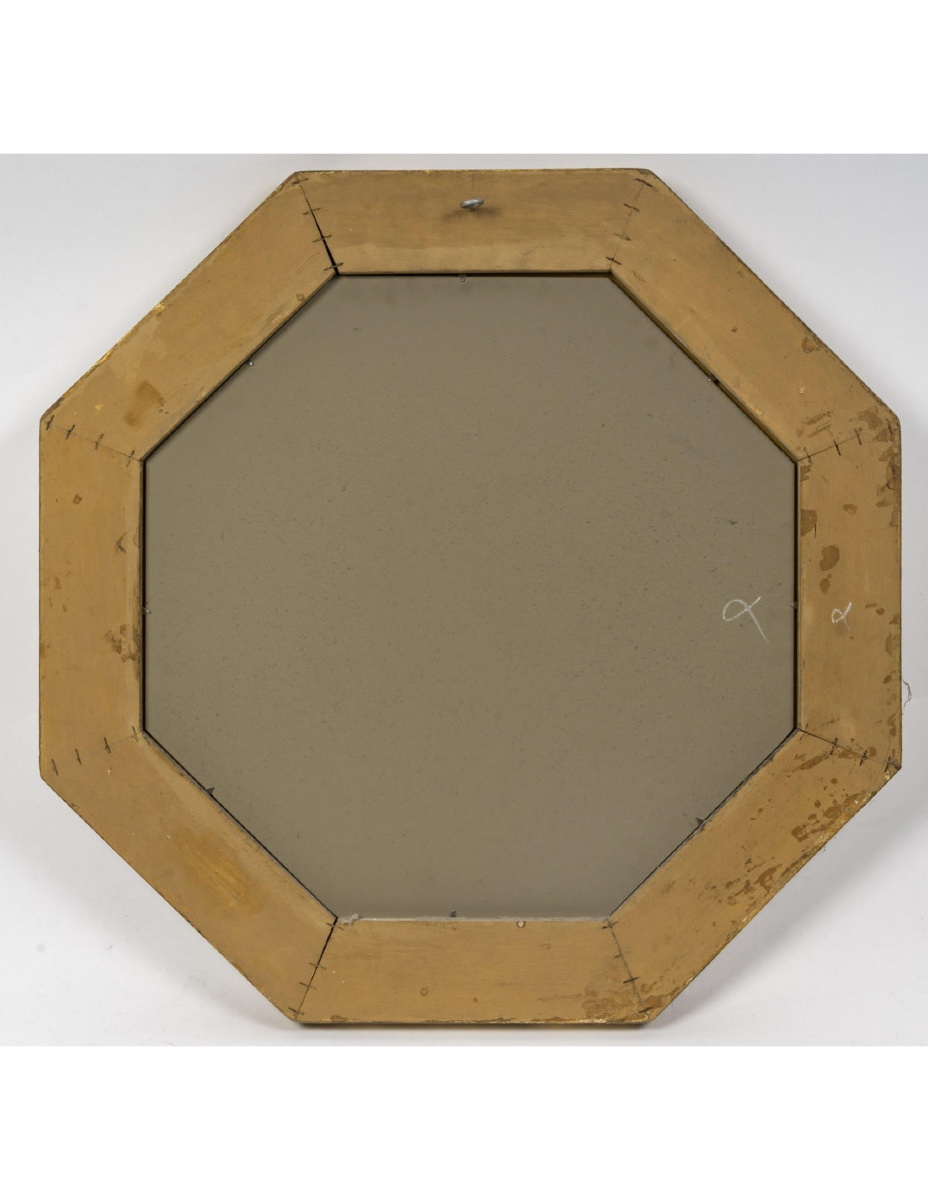 Gilded Stucco Mirror And Cloisonné Mirror, 20th Century.-photo-1