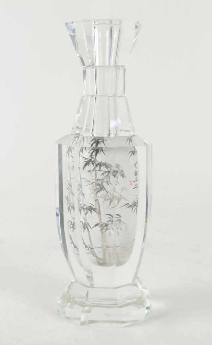 Chinoiserie Vase In Crystal From The 20th Century. -photo-2