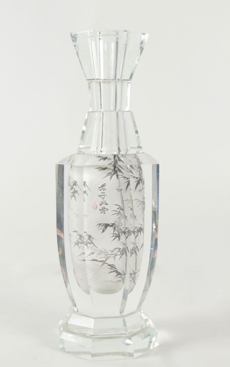 Chinoiserie Vase In Crystal From The 20th Century. -photo-3