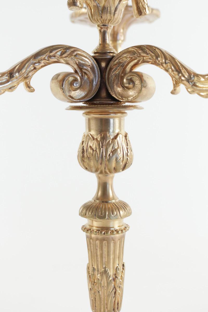 Paire De Candélabre De Style Louis XV En Bronze Doré, 19ème Siècle, époque Napoléon III.-photo-4