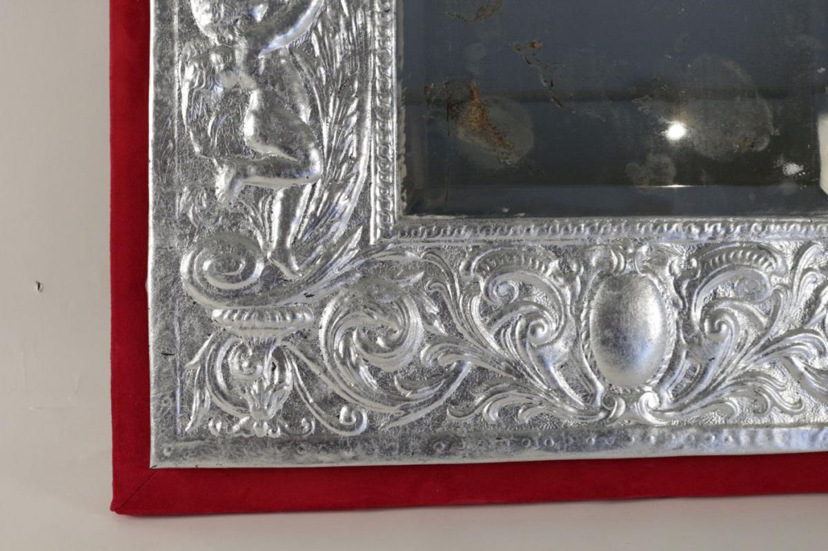 Miroir, XIXème Siècle, En Métal Argenté à La Feuille d'Argent, époque Napoléon III. -photo-2