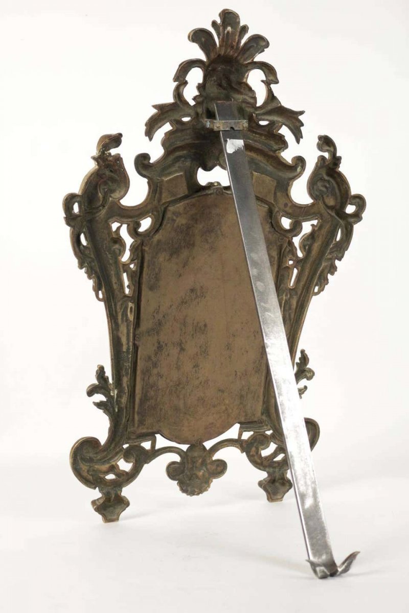  Miroir à Poser En Bronze Patiné, 19ème Siècle, Epoque Napoléon III, Style Louis XV -photo-2