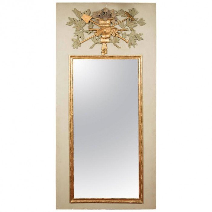  Miroir Grand Trumeau En Bois Sculpté, En Partie Du 18ème Siècle 