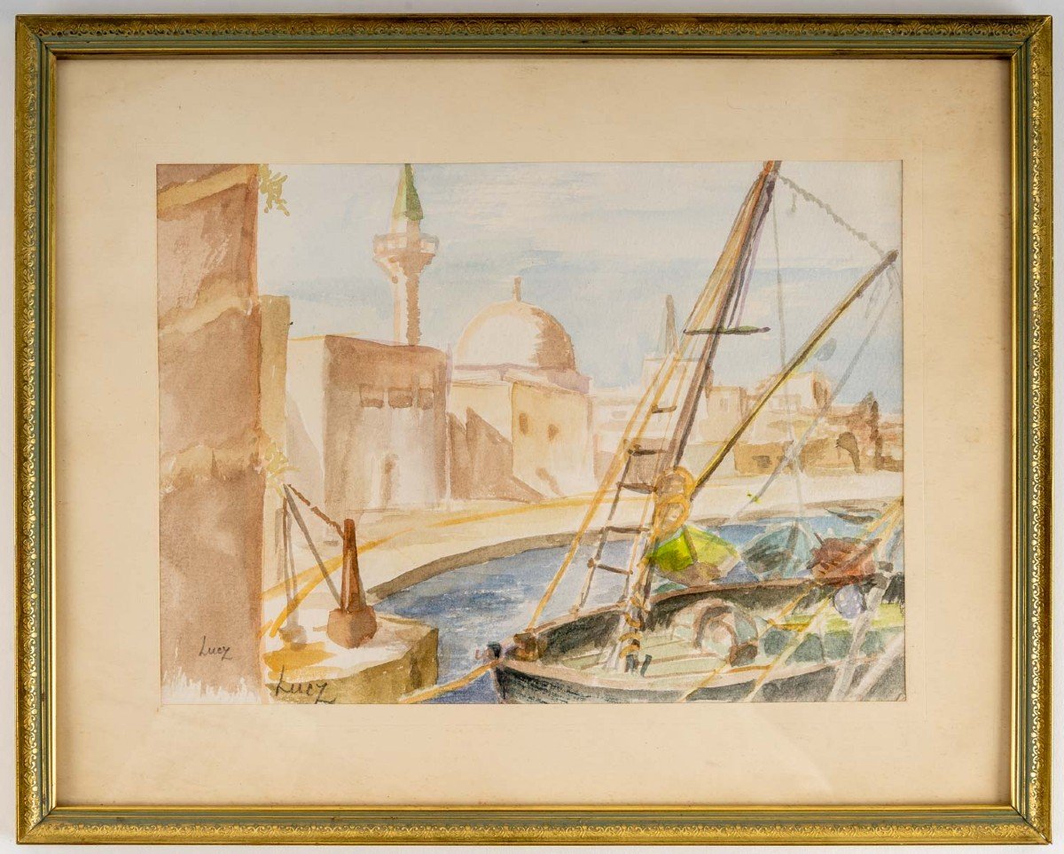 Drawing View Of An Oriental Port