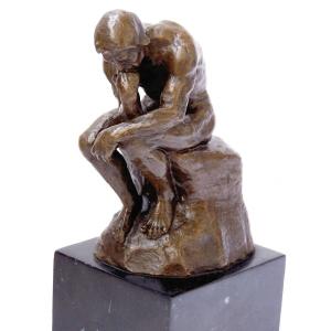 Sculpture En Bronze, Travail Contemporain, Le Penseur, Model D’auguste Rodin, XXIème Siècle.