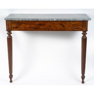 Louis Philippe Period Console In Mahogany And Marble Top, 19th Century