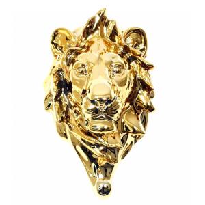 Gilt Bronze Sculpture, Towel Holder Representing The Head Of A Lion, 20th Century