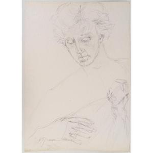 Drawing On Paper, Preparatory Drawing, The Man With The Balalaika, 20th Century.