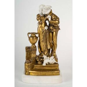 Sculpture In Golden Regulate, Signed Alonzo, 19th Century.