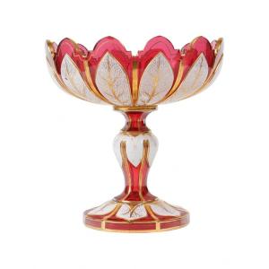 Bohemian Crystal Overlay Cup, 19th Century, Napoleon III Period.