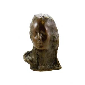 Sculpture Of A Female Bust In Patinated Bronze, Contemporary Art, 21st Century.