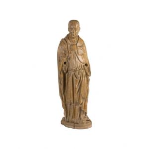 Carved Oak Sculpture Representing Saint Louis De Gonzague, 18th Century.