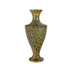 Vase En Céramique Gainé De Décoration En Laiton, XXème Siècle.