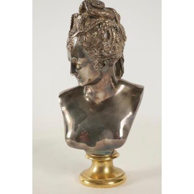Buste Of Diane In Bronze And Silver. Beginning Of The 20th Century. Style Louis XV. 