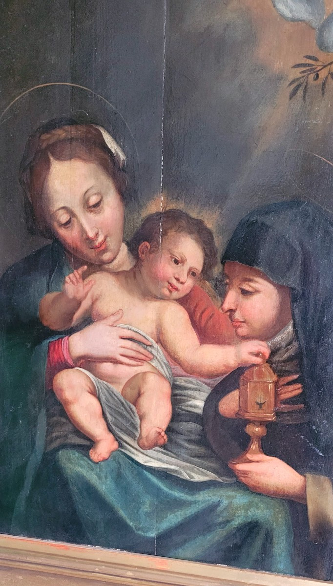 Oil On Panel "virgin And Child"-photo-2