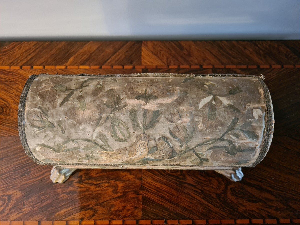 Silk-covered Casket With Decorations Depicting Birds. Tuscan Late 17th Century, Early 18th Cent-photo-3