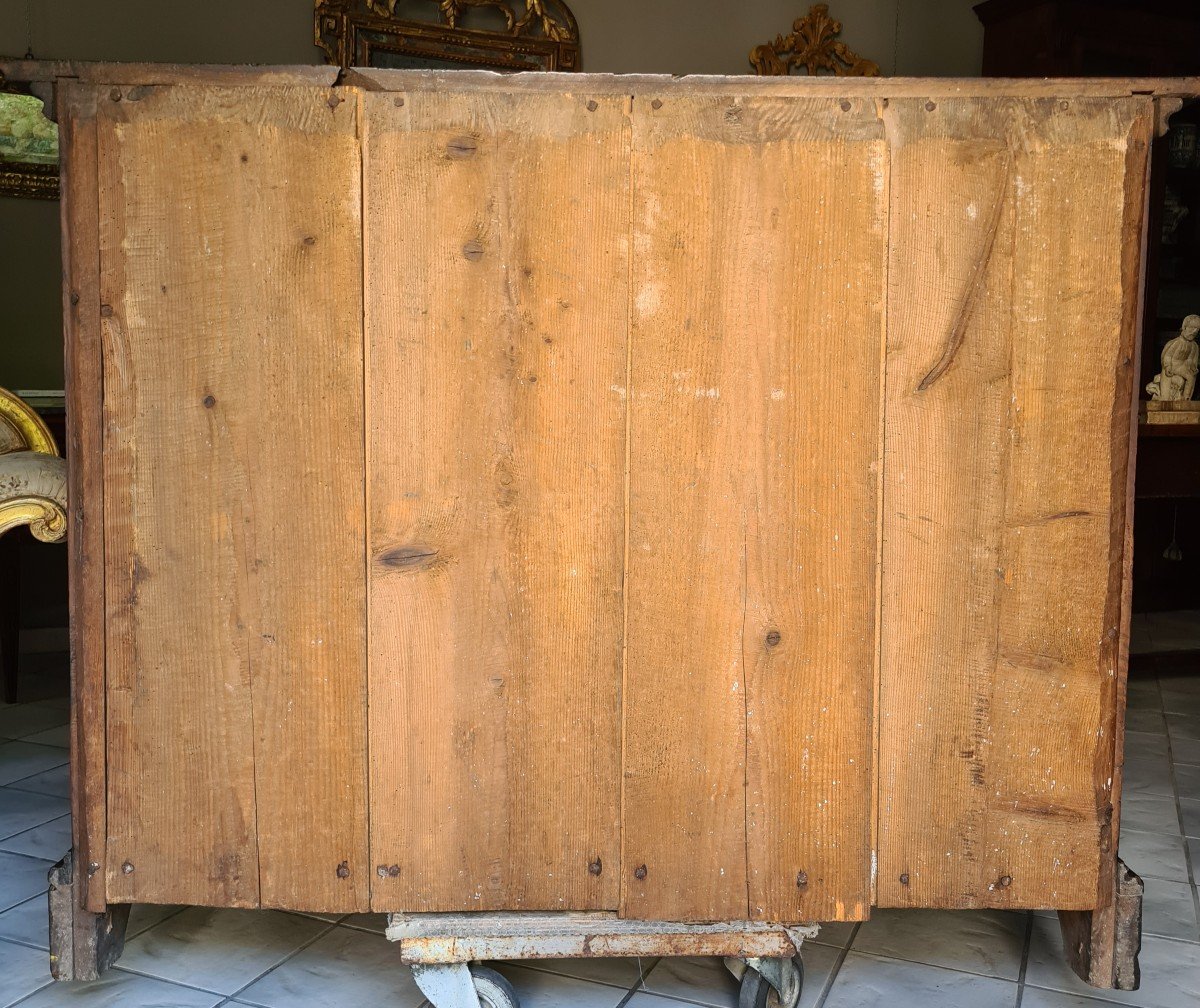 Walnet Paneled Chest Of Drawers With 17th Century Cabinet And Drawer-photo-1