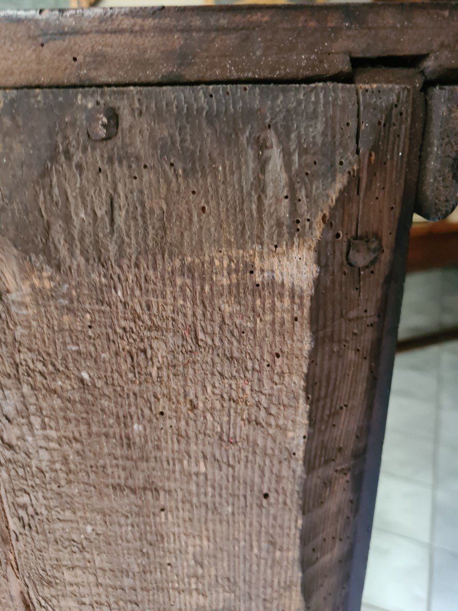 Walnet Paneled Chest Of Drawers With 17th Century Cabinet And Drawer-photo-2