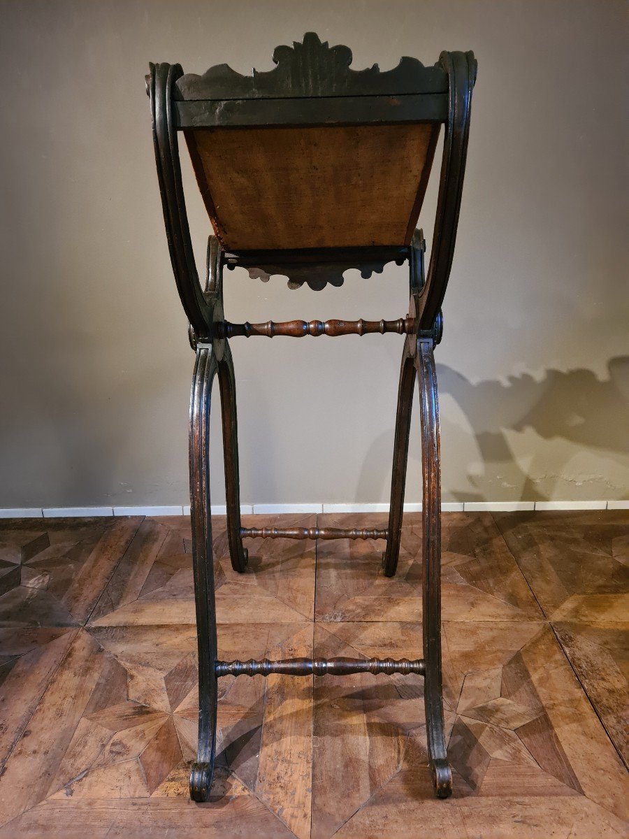 Walnut Lectern In First Patina And Textured Leather, 17th Century Toscany-photo-3