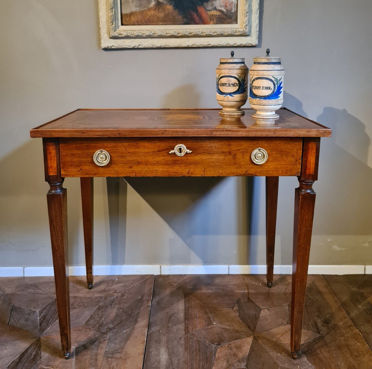 Table à écrire En Bois Plaqué Et Marqueté Rolo Emilia Du 18ème Siècle-photo-4