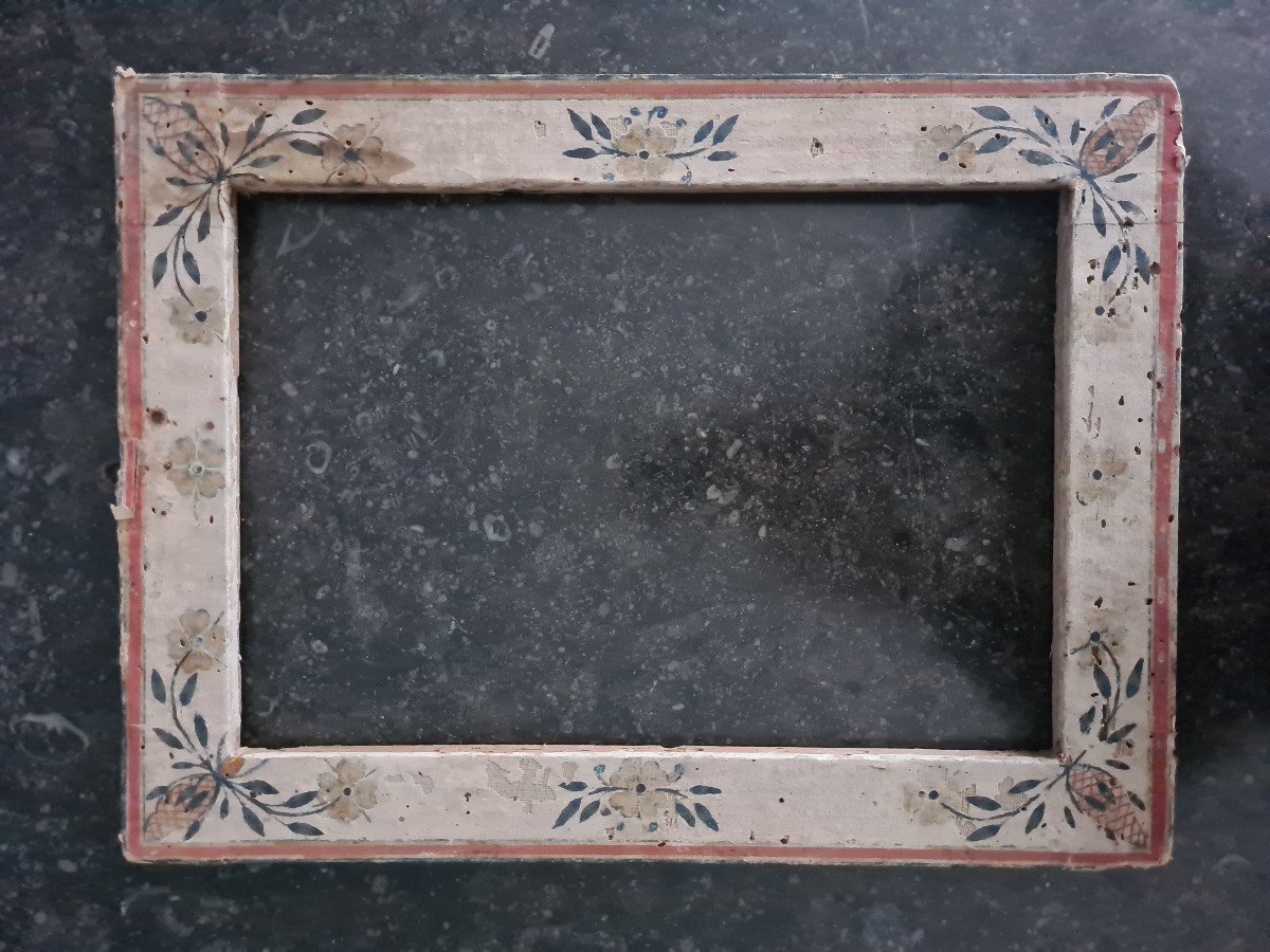 Five Wooden Frames Covered In Canvas And Paper Painted Louis XVI-photo-3