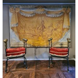 Décorateur Du XIXe Siècle, Scène Historique Sur Fond De Théâtre, 