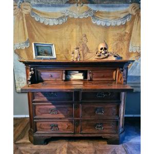 Commode Lambrisée En Noyer Avec Armoire Et Tiroir