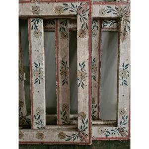 Five Wooden Frames Covered In Canvas And Paper Painted Louis XVI