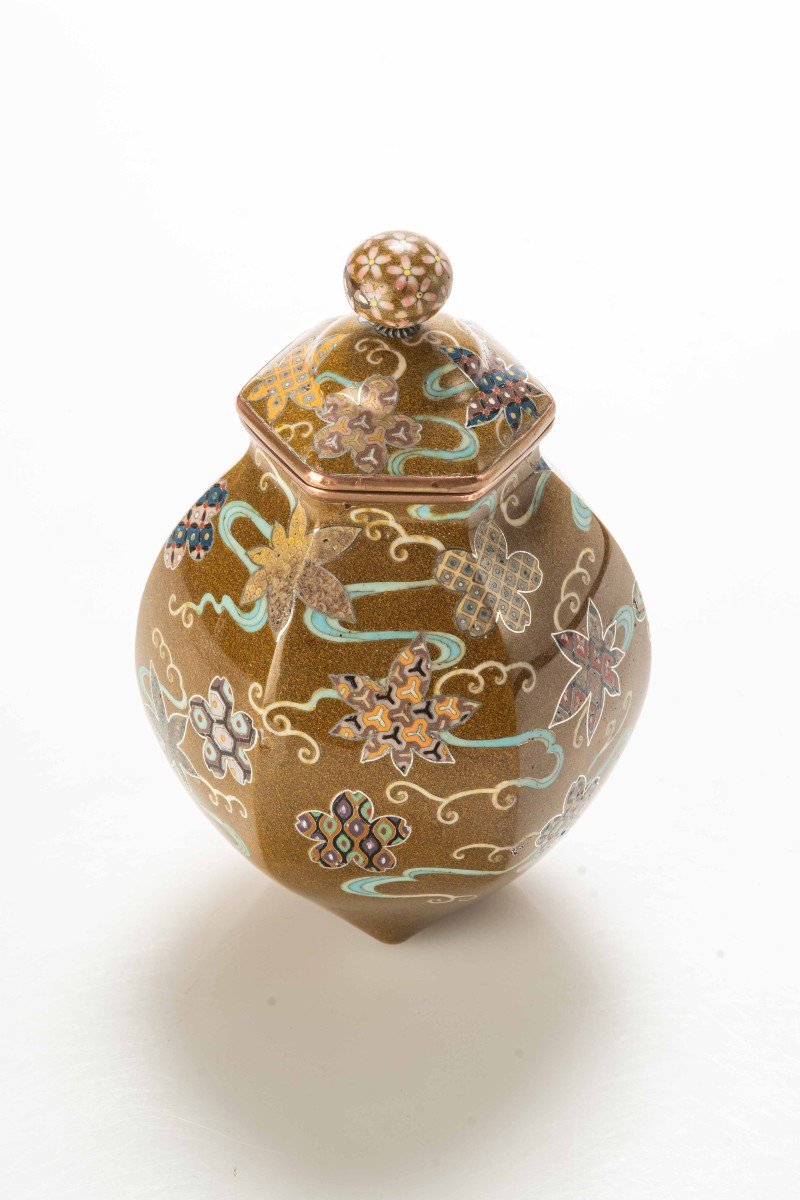 A Japanese Cloisonné Hexagonal Potiche-photo-3