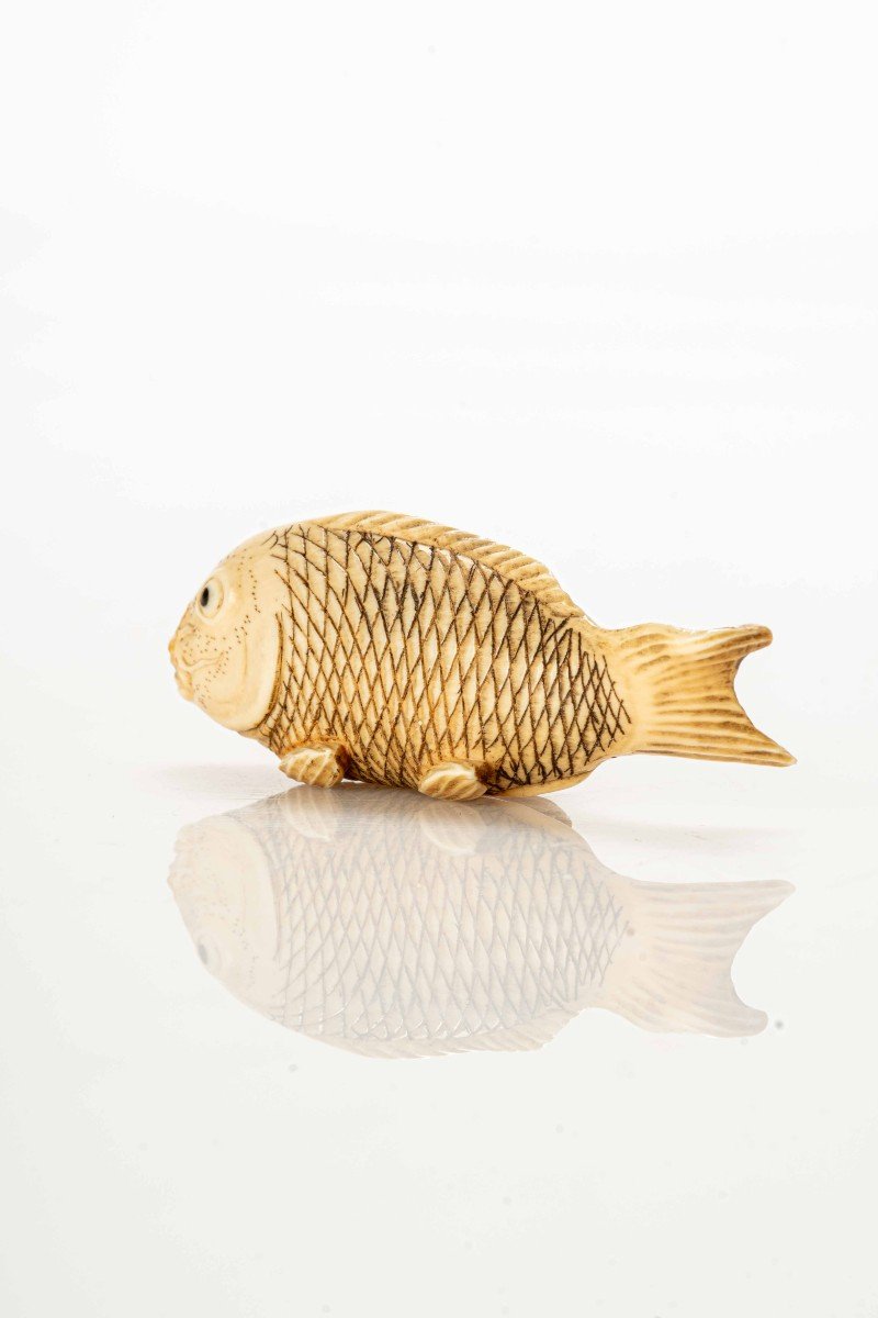 An Ivory Netsuke Depicting A Koi Carp-photo-2