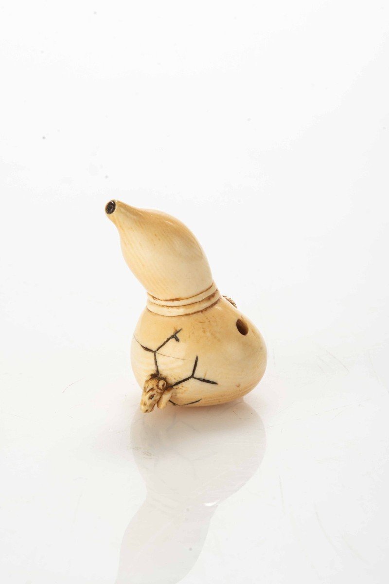 An Ivory Netsuke Depicting Chokaro With Pumpkin And Horse-photo-4